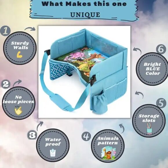 Car Seat Organizer Kids Travel Tray for Kids Toddlers Activities(1 Set) - Picture 3 of 8